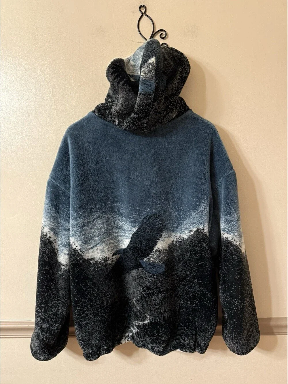DENALI Heavy Fleece Reversible Jacket Eagle Print Size Large MADE IN USA